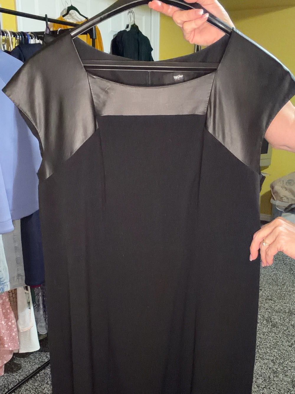 Mossimo Black Faux-Leather Trim Midi Dress